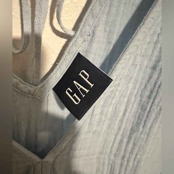 Gap Crinkle Gauze Puff Sleeve Tiered Mini Dress Size L - Picture 4 of 4